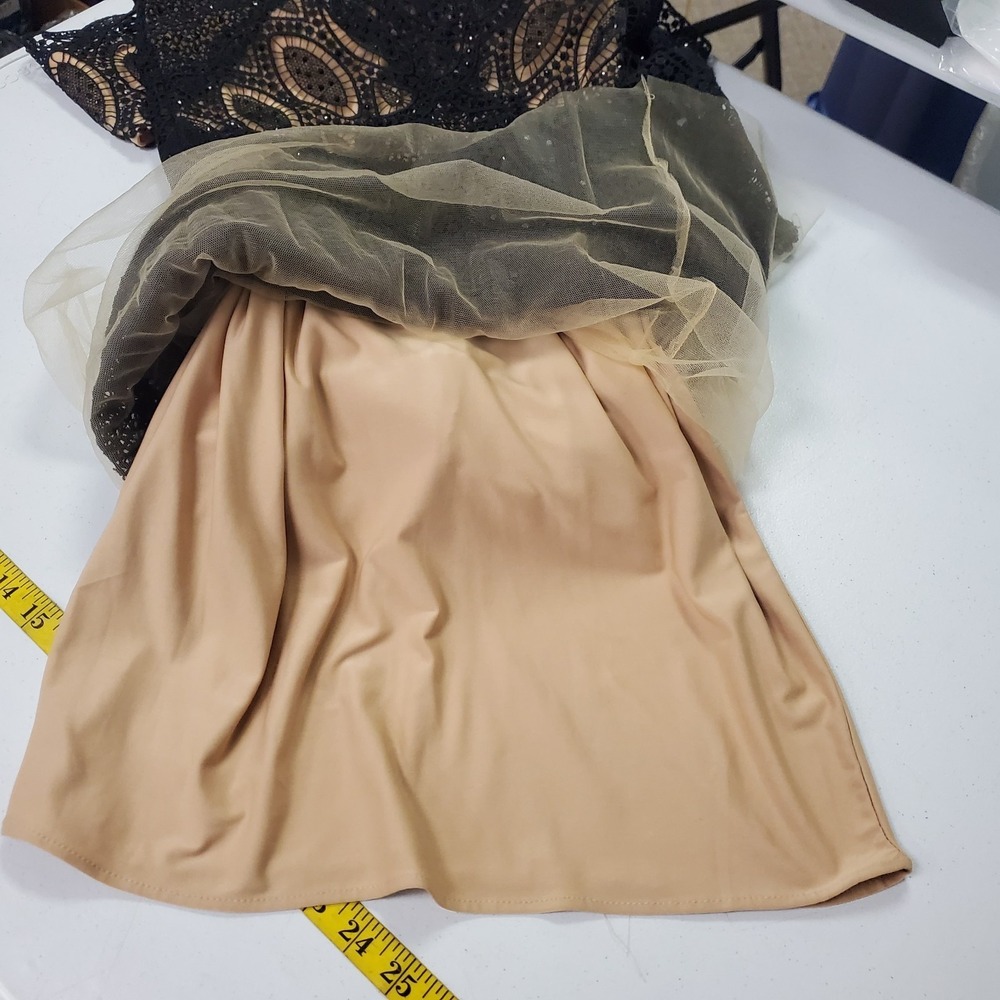 Jovani Womens Black Beaded Lace Overlay Nude Midi Dress Size 4 Elegant‎ Event - Picture 13 of 16